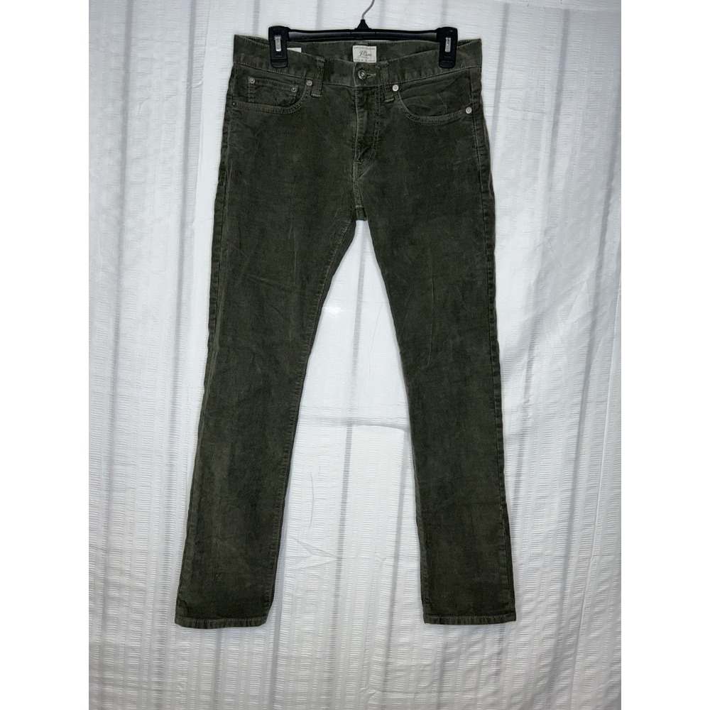 J Crew Mens 29x30 Olive Green Corduroy 484 Slim Fit Pants Chino G7128
